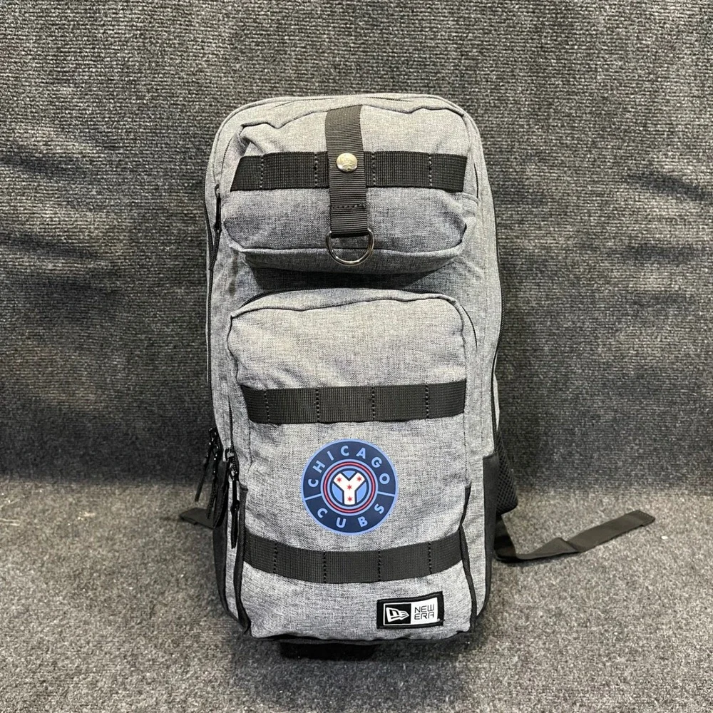 New Era MLB Chicago Cubs Baseball Backpack Heather Grey Black Travel School Bag